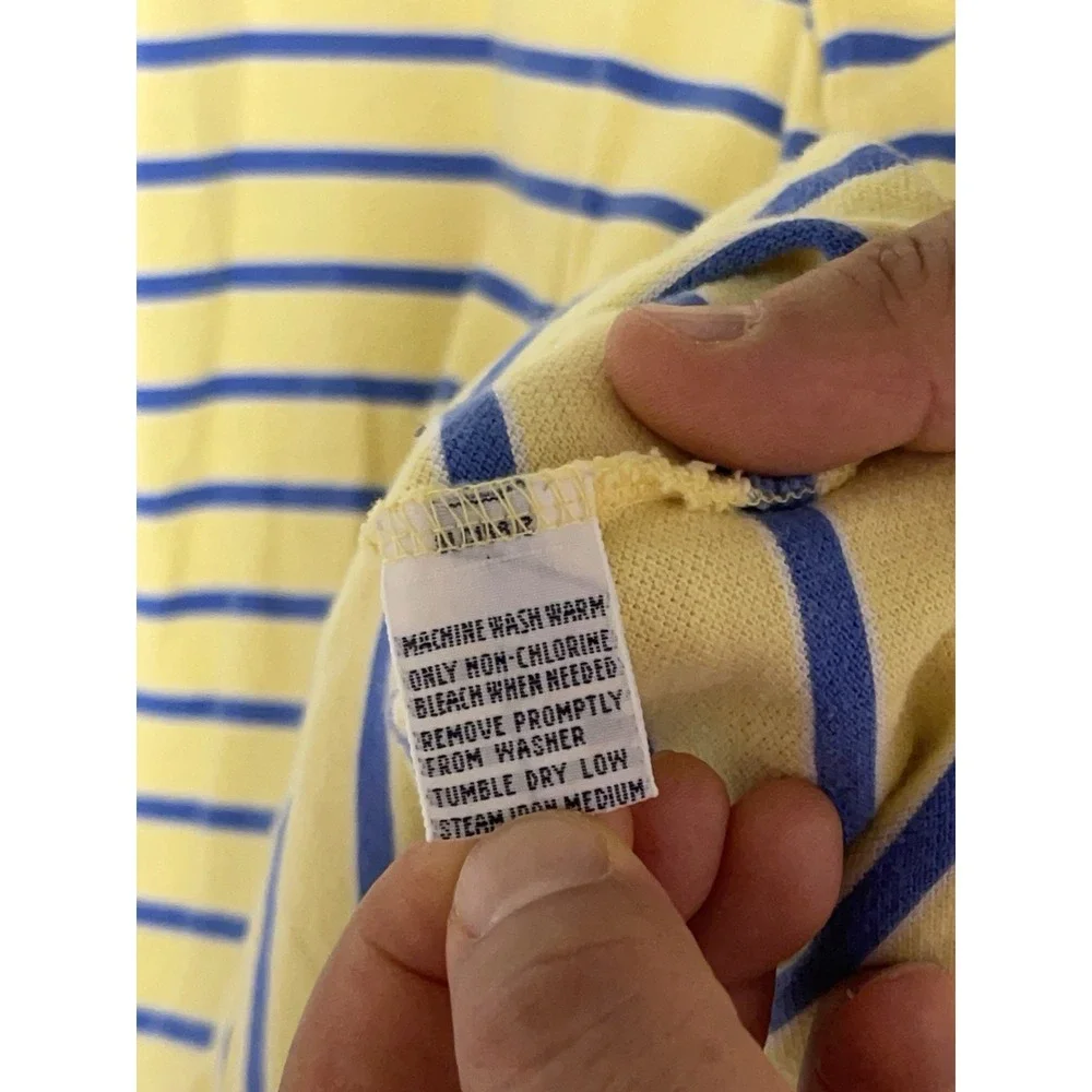 VTG Polo Ralph Lauren Polo Shirt Men 4XLT Yellow Striped Pique Casual Preppy Y2K